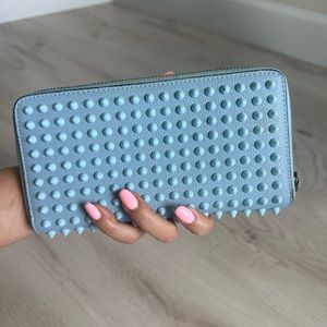 Leather wallet, color sky blue